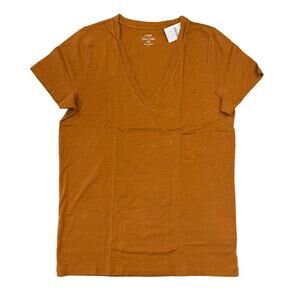 NWT J. Crew Vintage Amber Gold Vintage Slub Cotton V-Neck Tee - SIZE L